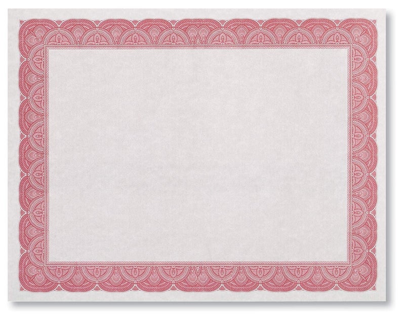 PaperDirect Stratton Gray Standard Certificate Paper, Maroon Border, 8 1/2 Inch x 11 Inch, 28lb Parchment, Certificates and Awards Paper, 100 Count, for School, Work, Diplomas & Award Certificates - Image 2